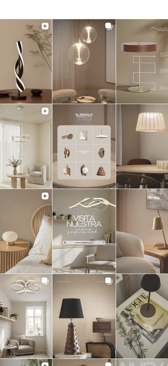 Feed de Instagram de Clic Light (iluminación) diseñado por Blum Studio