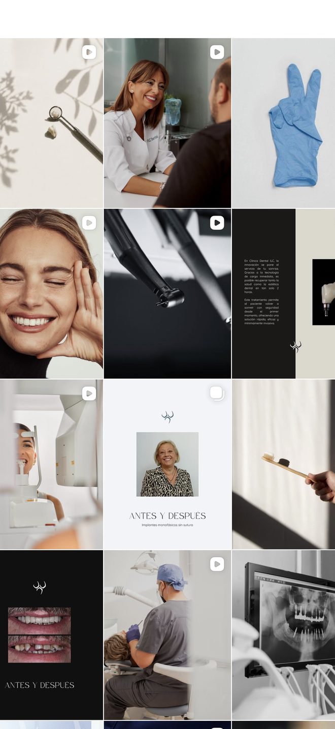 Feed de Instagram de ILC Dental (clínica dental) diseñado por Blum Studio