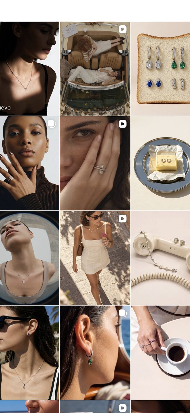 Feed de Instagram de Luropaa (joyería) diseñado por Blum Studio