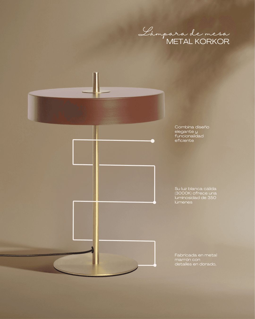 Lámpara de mesa de metal para Clic Light